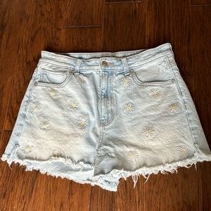 American Eagle Daisy Embroidered Cutoff Jean Shorts